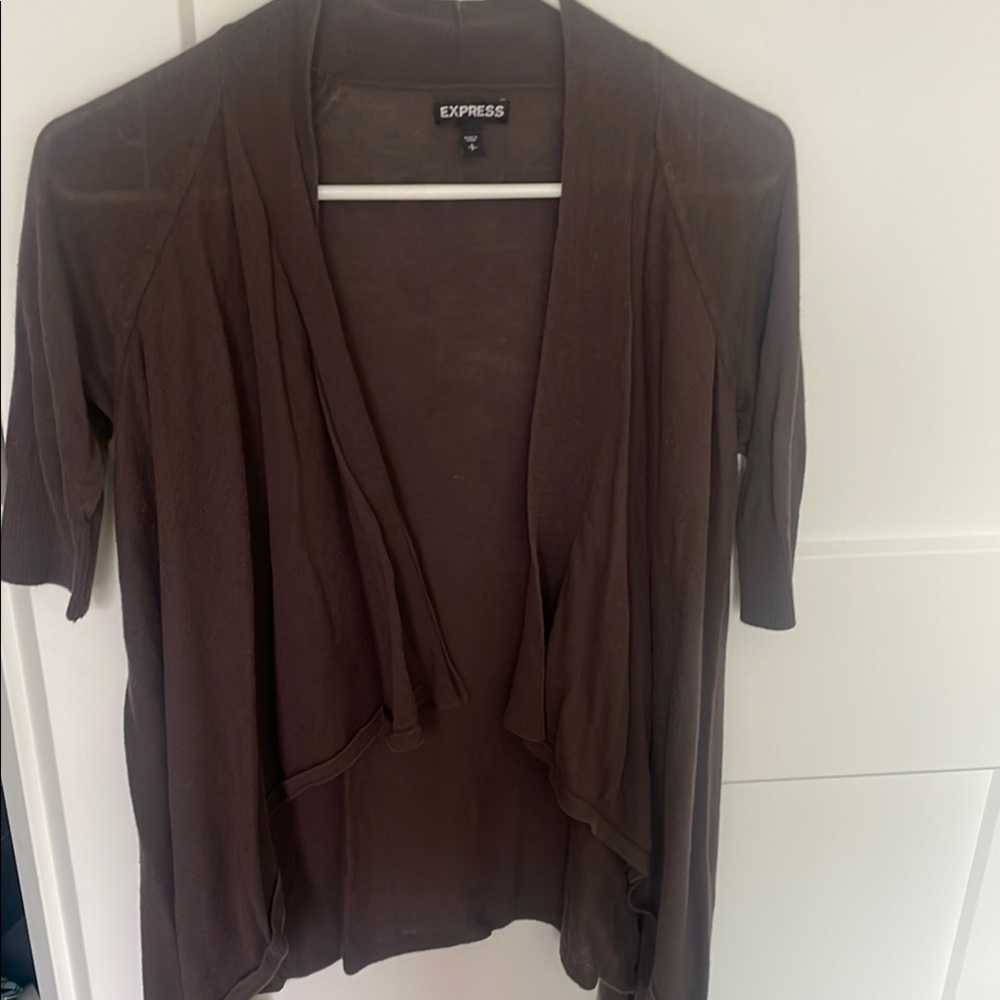 Express 3 tips!!! Brown Draped Open Cardigan